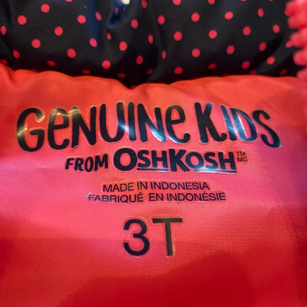 Girls OSHKOSH GENUINE KIDS Puffer Vest Ruffle Accent Size 3T